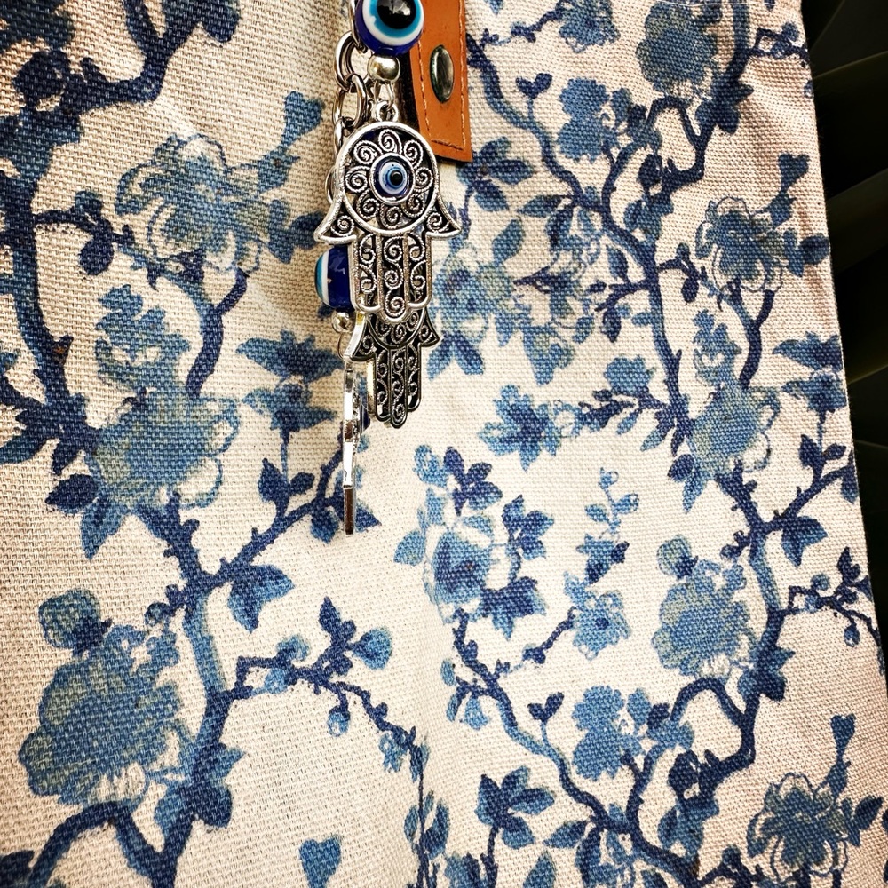 Hamsa Triple Hand Protective Eye Key Chain - Picture 2 of 2